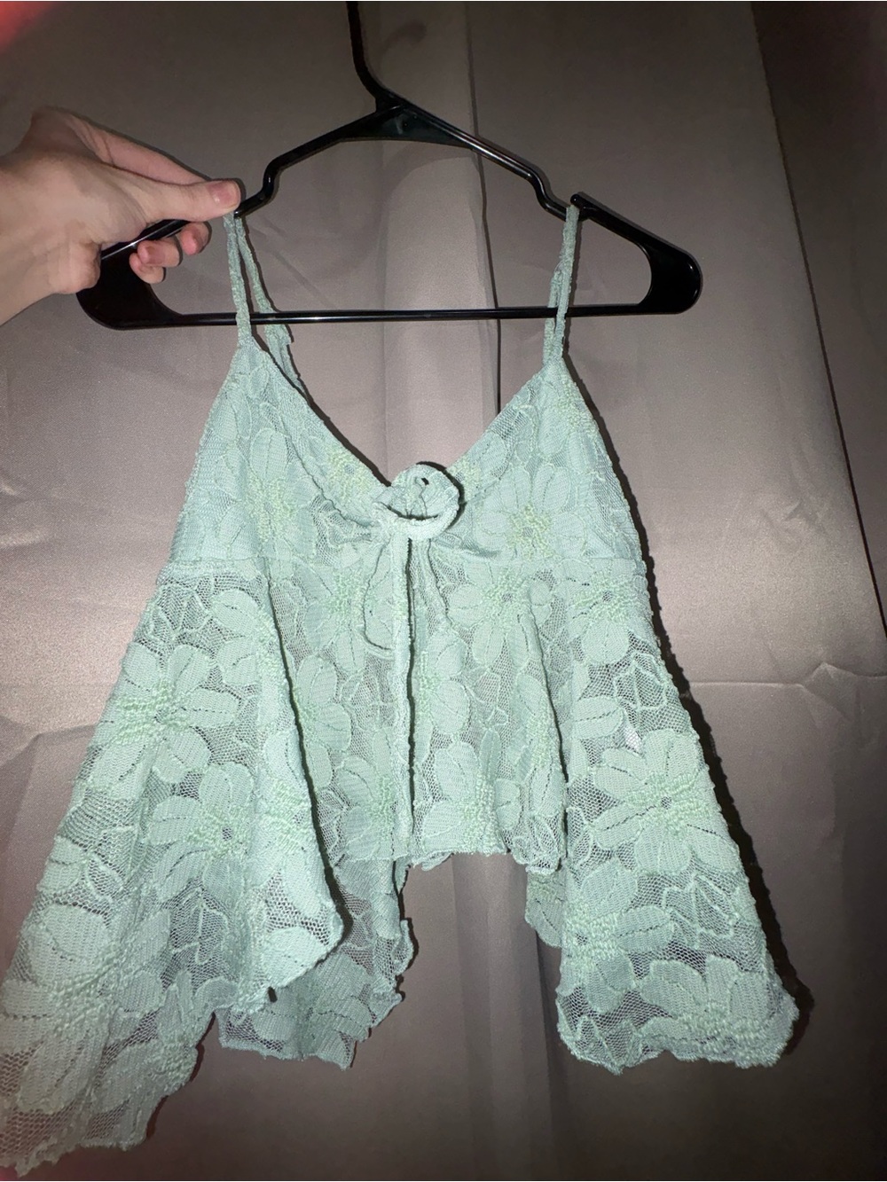 Aeropostale Mint Green Lace Floral Camisole with Tie
